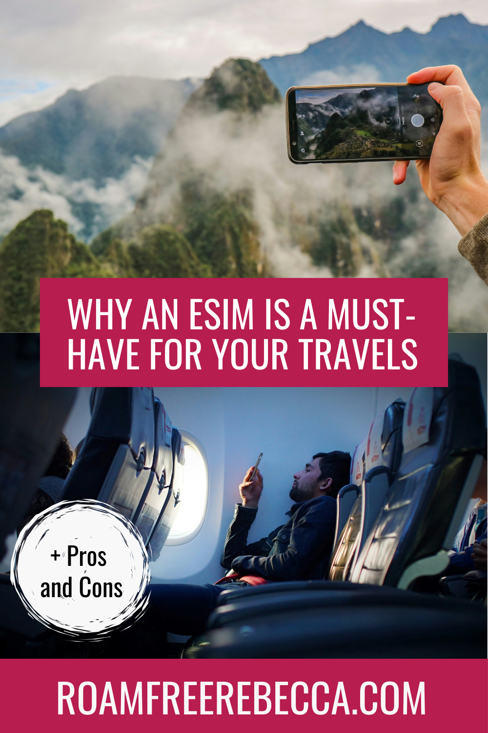 Text reads "15 tips to prepare for world travel" over an image of an airplane