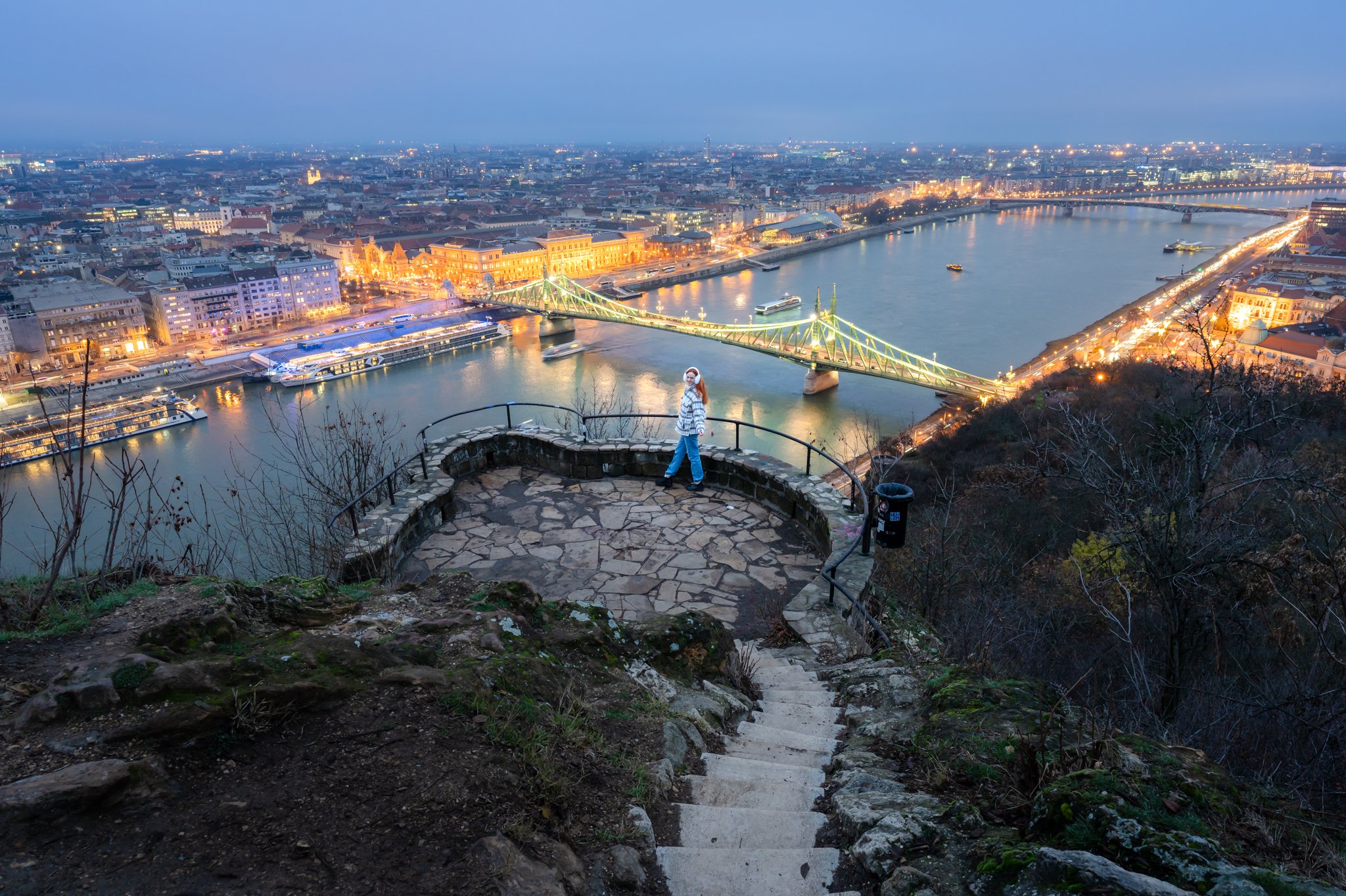 roamfreerebecca-city-view-bridge-nighttime-Gellert-hill-budapest-hungary-europe-00725